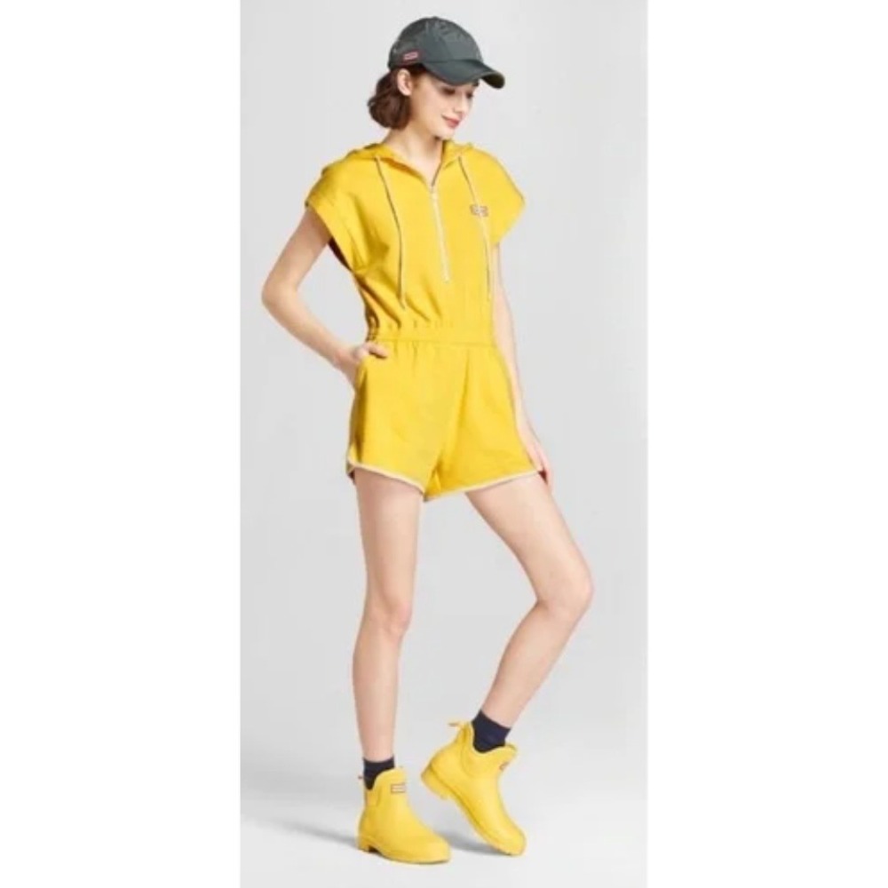 Hunter for Target Yellow Hooded‎ Romper Women's Size M Summer Casual Athleisure